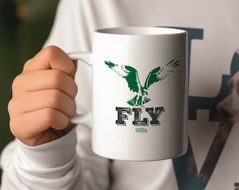 Philly Fly Eagle Football Mug: Football Fan Gift, 15oz Ceramic