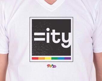 Equality Pride V-Neck Tee: LGBTQ Rainbow Colors Unisex Shirt