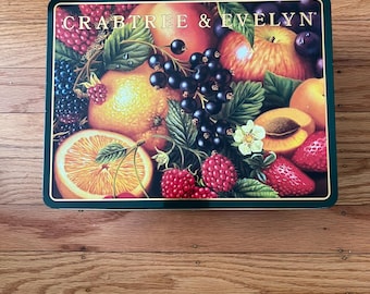 Vintage  Crabtree & Evelyn Fruit Tin Box (1992) Made in Great Britain – Decorative Kitchen Storage Tin