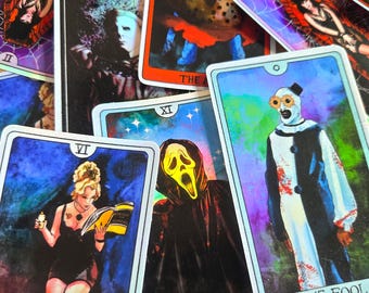 Horror Icons Holographisch Vinyl Sticker Pack - Wasserdichte Tarot Karten Aufkleber
