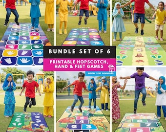 Family with Children I Printable Sensory Path Hopscotch: Kids' Hand & Feet Games (Digital Download)
