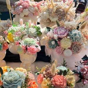 Bouquet di fiori di cera profumati, composizione regalo fiori artificiali, fiori profumati