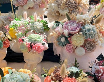 Bouquet di fiori di cera profumati, composizione regalo fiori artificiali, fiori profumati