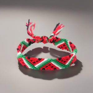 Braccialetto dell'amicizia regolabile a forma di anguria - Intrecciato nei colori palestinesi