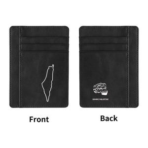 Minimalistische Fronttasche ID Card RFID-blockierende Lederbrieftasche mit palästinensischem Kartendruck