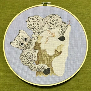 10” Snow Leopards - Finished Cross Stitch