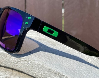 Holbrook Style  Gloss Black Frames with Green insert and Blue lens