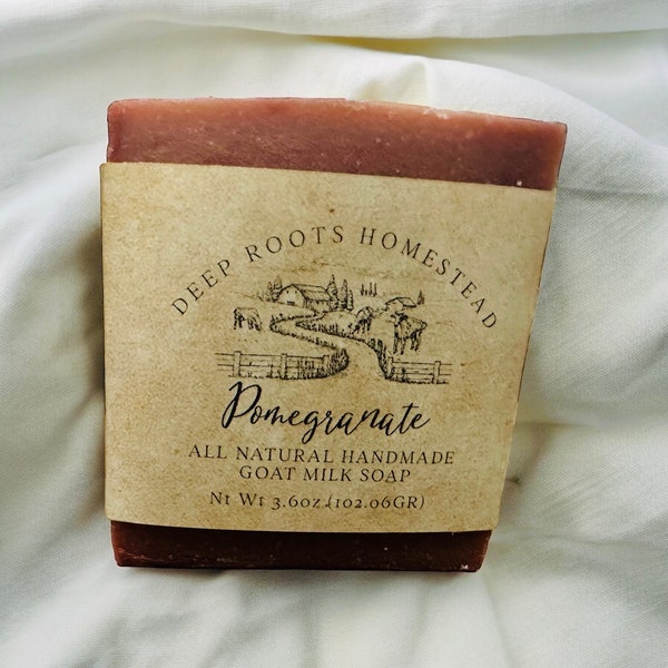 Handmade Goat Milk Soap, Pomegranate Beauty Bar, Luxury gift for her, Farmhouse Fresh, Spa, essential oil aroma soap bar,
