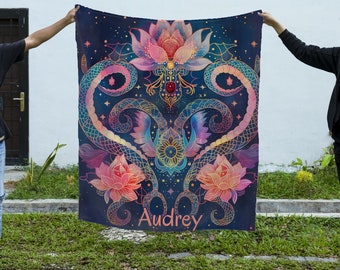 Moth floral butterfly Custom name Blanket, Celestial Vintage gift, gift for dad, Mother&#39;s Day Gift, CottageCore Blanket gift, Sherpa Fleece