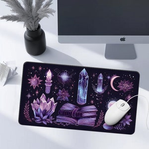 Essenza magica delle streghe e del tappetino da scrivania celeste, mazzo di tarocchi Tappetino da scrivania Cosmic Night Sky, tappetino per mouse grande ed elegante, arredamento per ufficio, Celeste
