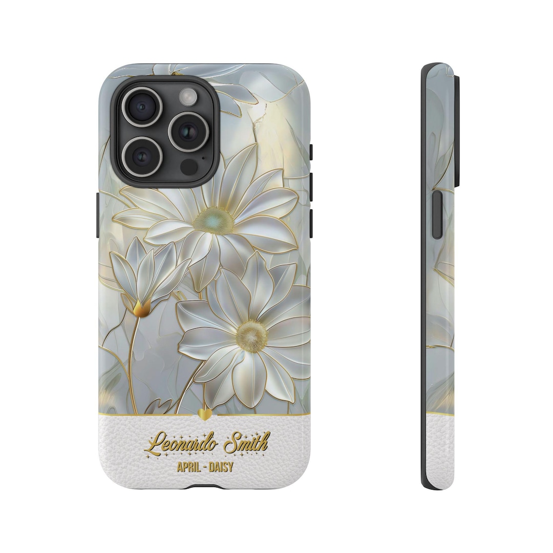 Daisy April Birth Flower Stained Glass Personalized Tough iPhone Case ...