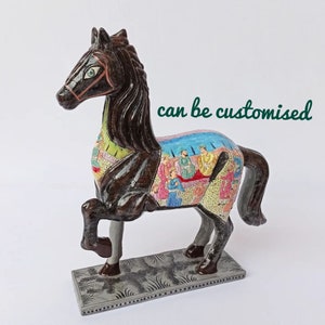 regalo per insegnante di storia reale vintage cartapesta cavallo scena di corte scultura mulo India statua del cavallo arredamento arte popolare pony cartapesta regalo lei