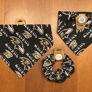 Classic Baltimore Ravens Elastic Dog Bandana and Scrunchie