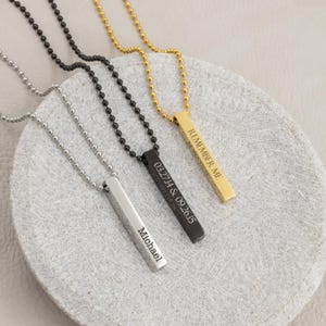 Custom engraved necklace for men husband gift, meaningful necklace for him, personalized jewelry for men, bar necklace, Christmas gift