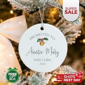 Promoted To Auntie Ornament new aunt announcement Christmas gift, Gift From Niece, Gift For Sister, Auntie Gifts, Aunt Ornament