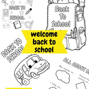First Day of School back to school coloring personalized back to school png   first day of school sign Welcome Back Color Page Printable