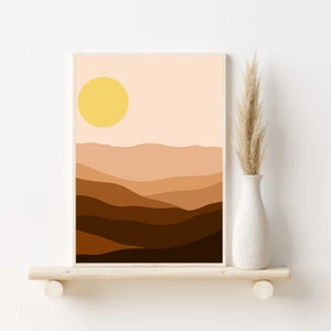 sunset wall art, Mid Century Modern Boho Wall Art, terracota tones, sunset wall art print, Digital Download, desert wall art print, boho art