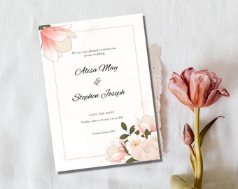 Floral wedding invitation cards,printable wedding   invites, wedding invitation template, floral wedding invite card, digital template