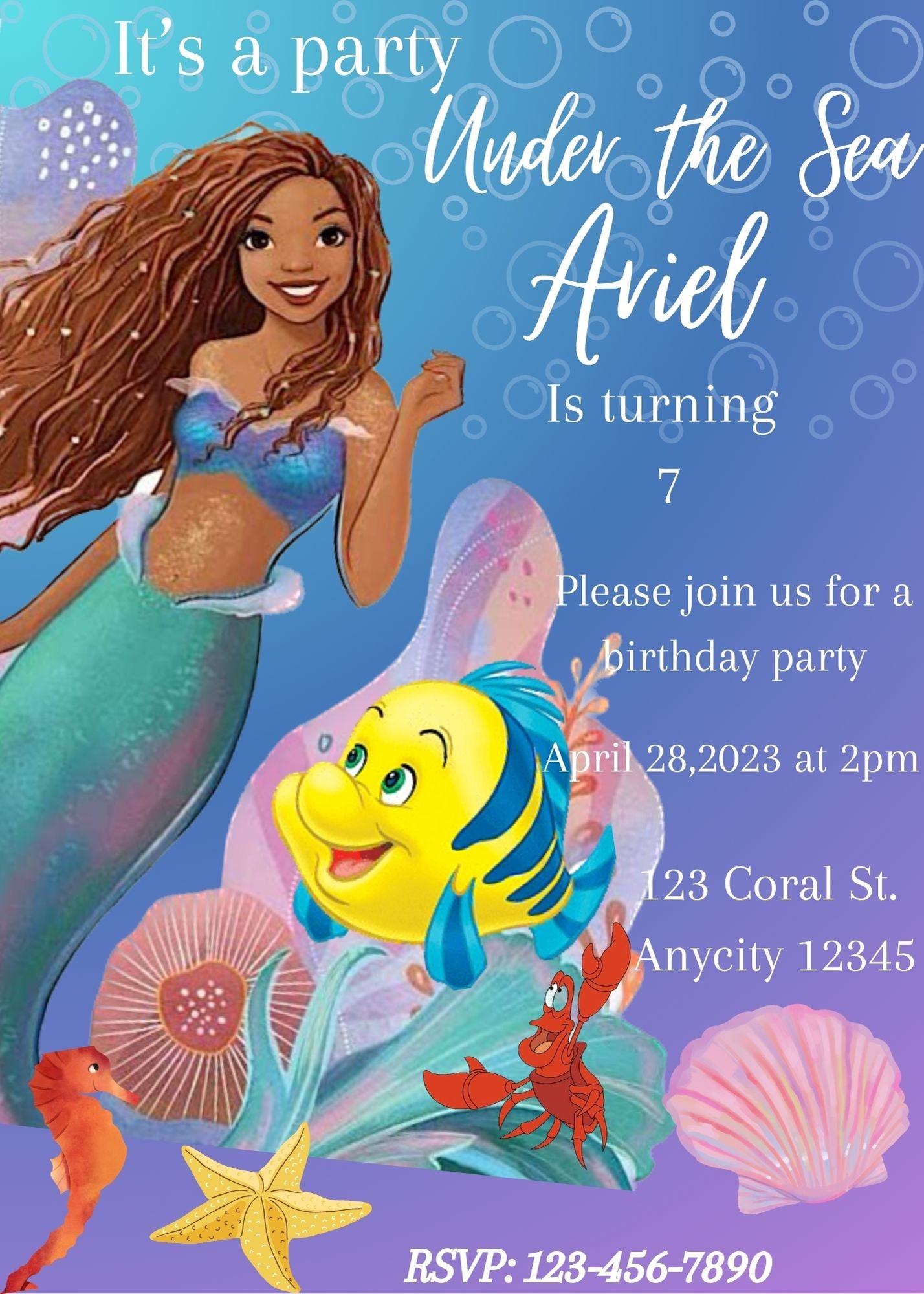 little-mermaid-birthday-invitation-african-american-ariel-editable-template-etsy for Free Printable Ariel Birthday Invitations Little Mermaid Birthday Invitation, African American Ariel Editable Template - Etsy for Free Printable Ariel Birthday Invitations