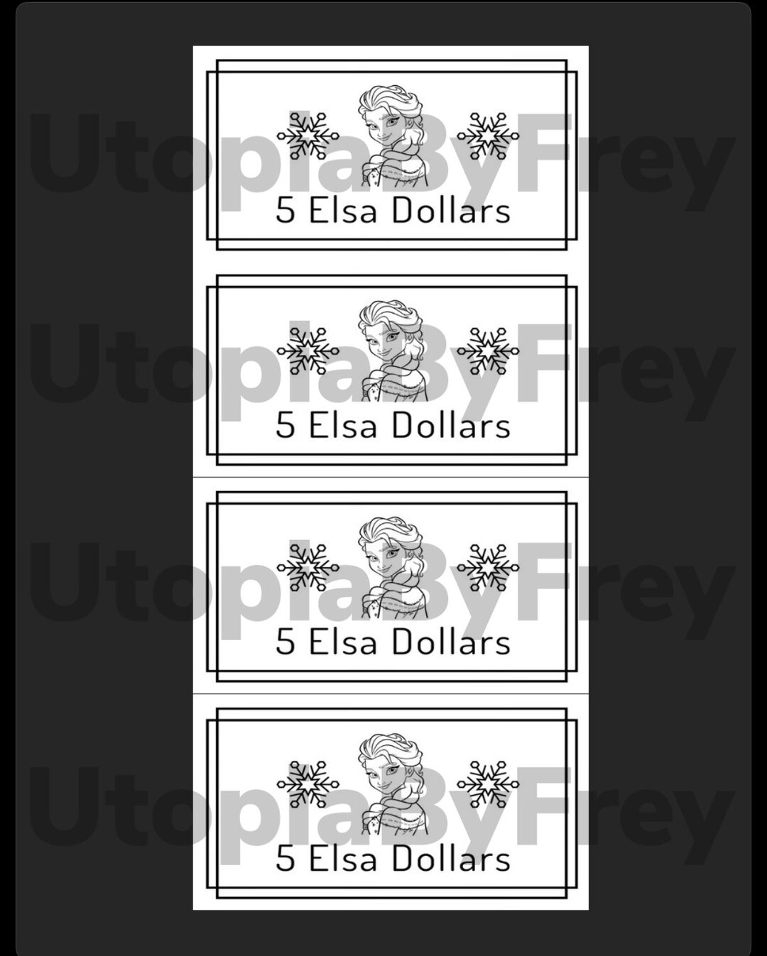 Elsa Dollars File Printable Disney Princess for Games Parties Toys Play ...