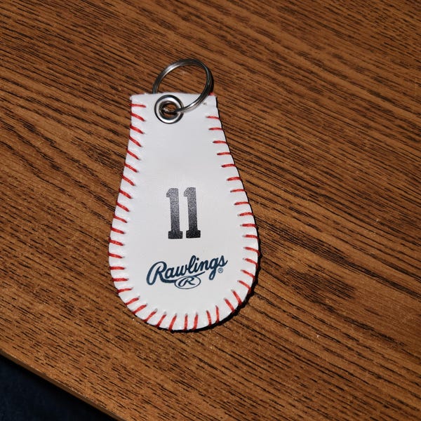 Llavero de cuero auténtico de béisbol