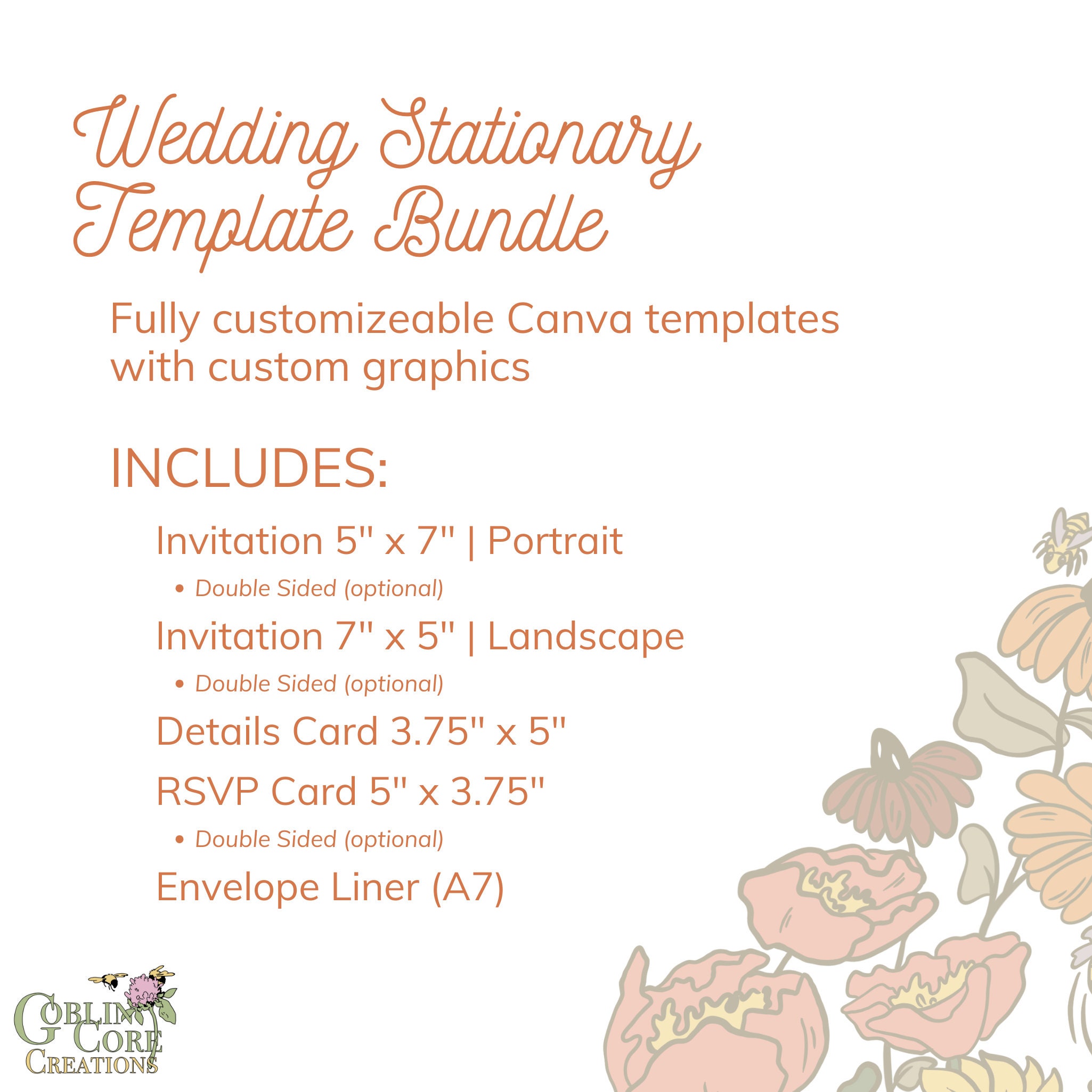 Wedding Invitation Canva Template Bundle | Wildflowers and Bees Floral ...