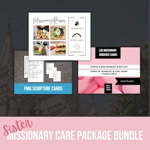Sister Missionary Care Package: Cookbook, Workout & Scripture Cards (Digital Download)