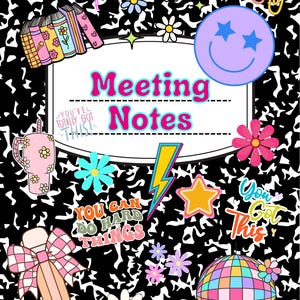 Personalized Meeting Notes Notebook: Spiral Planner, Custom Cover, 60 Pages
