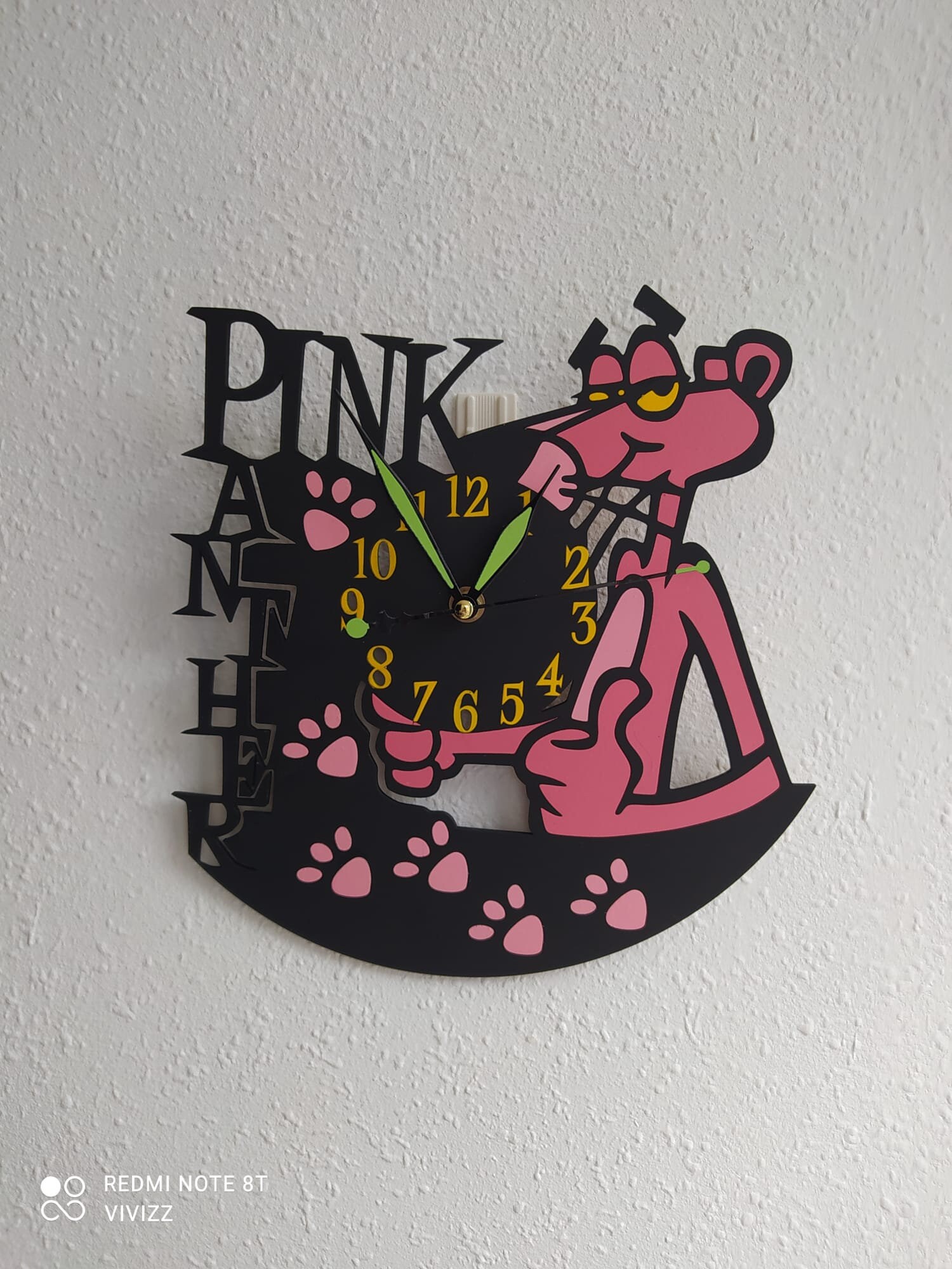 Pink Panther Clock Wall Clock Pink Panther Wooden Clock Etsy