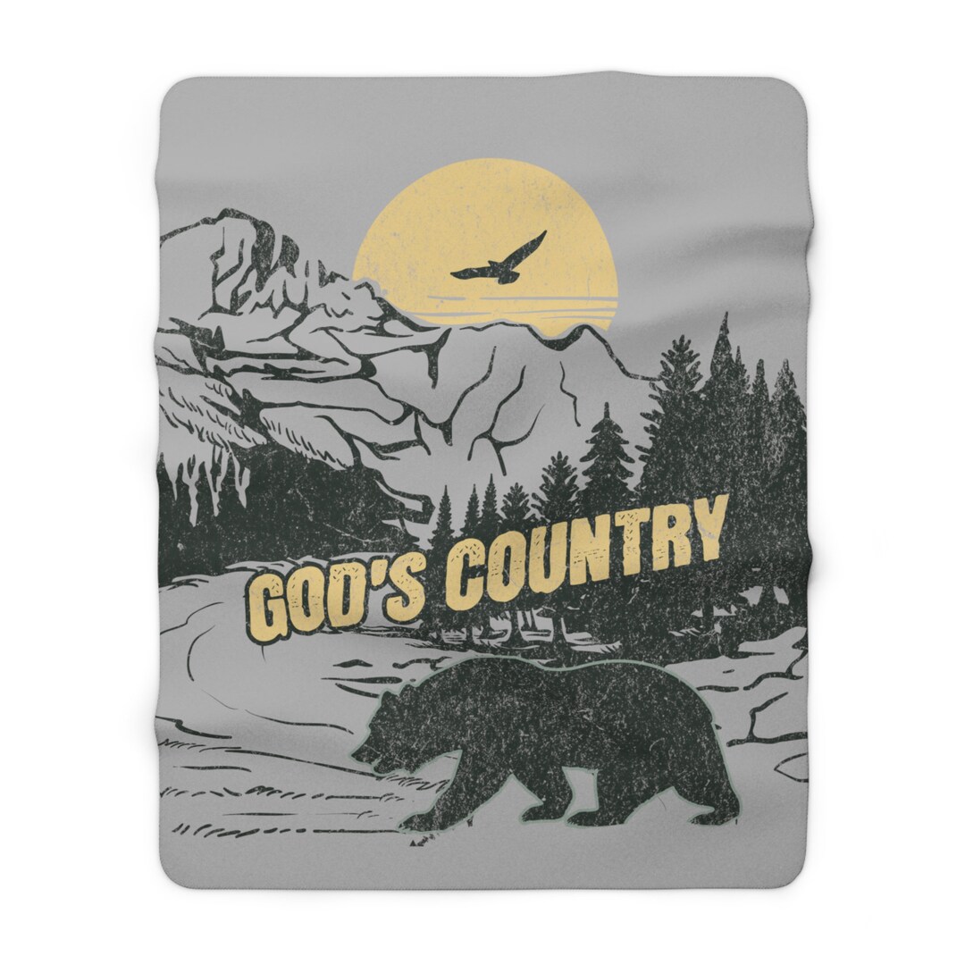 God's Country Fleece Blanket Bear Blanket Wilderness Blanket Bear Gift Gifts for Men Camping
