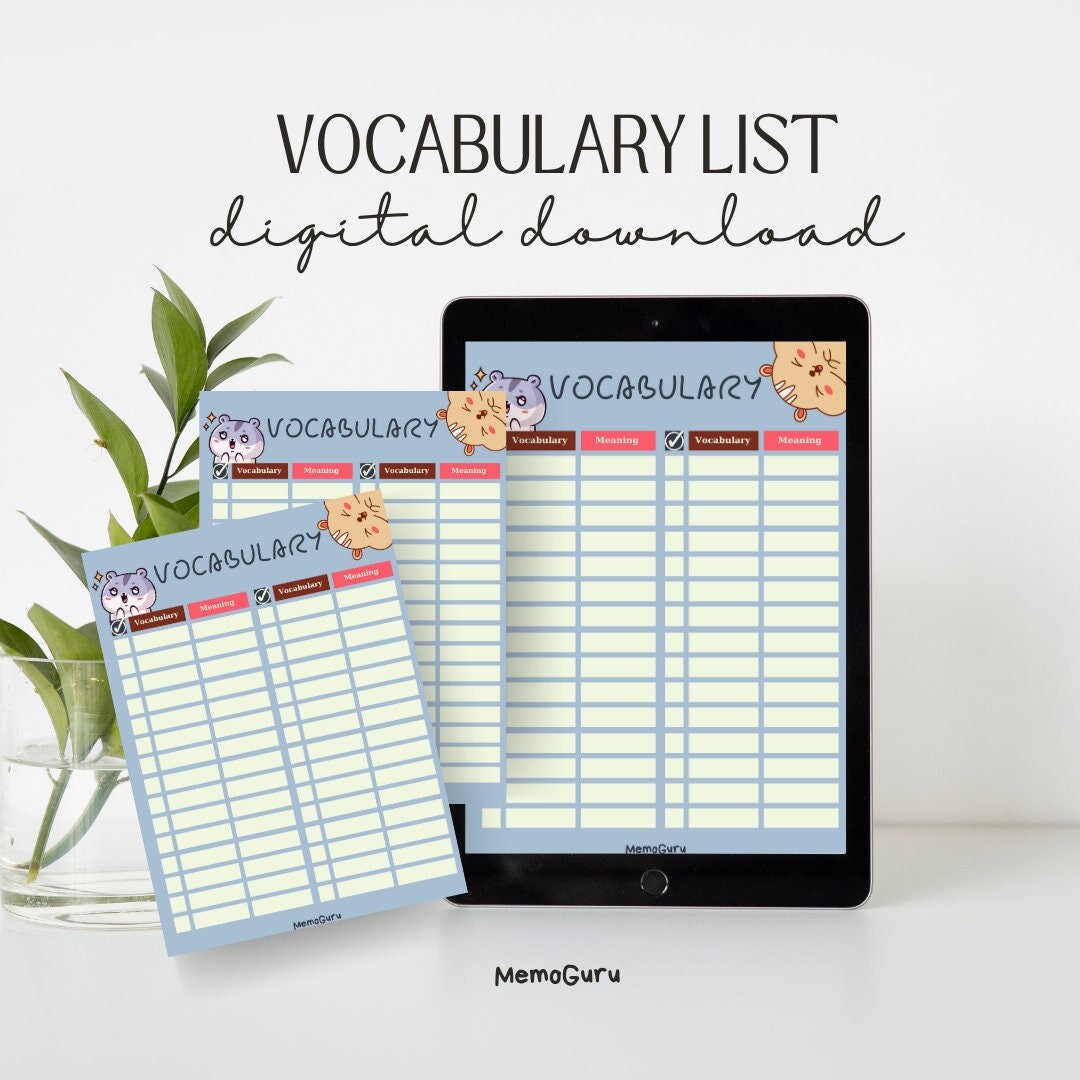 Creative Cute Squirrel Vocabulary List - Etsy