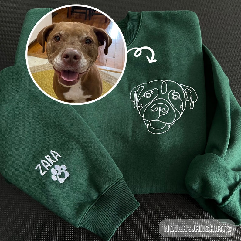 Custom Embroidered Pet From Photo Sweatshirt, Personalized Sweatshirt, Custom One Line Pet