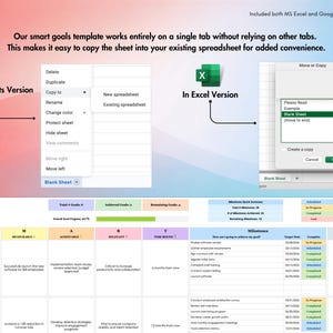 SMART Goals Template for Excel and Google Sheets | 10 Goals per Sheet ...