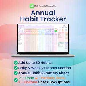 2026 Habit Tracker Template for Apple Numbers | English Only