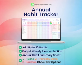 2026 Habit Tracker Template for Apple Numbers | English Only
