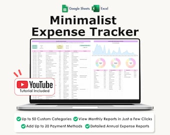 Expense Tracker, Excel, Google Sheets, Spending Log, Monthly Expenses, Payments, Cost Report, Personal Finance,