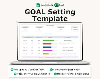 Goal Setting Spreadsheet, Excel, Google Sheets, Objectives Tracker, Vision Planner, Business Goals, Achievement Tracker