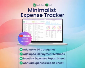 Expense Tracker, Excel, Google Sheets, Spending Log, Monthly Expenses, Payments, Cost Report, Personal Finance,