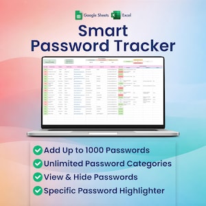 Outil de suivi des mots de passe pour Excel et Google Sheets | Afficher ou masquer le mot de passe