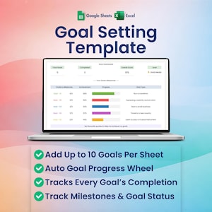 Goal Setting Spreadsheet, Excel, Google Sheets, Objectives Tracker, Vision Planner, Business Goals, Achievement Tracker
