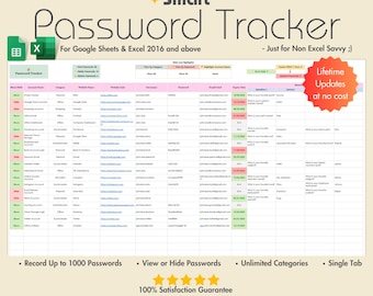 Password Tracker: Excel & Google Sheets Password Manager