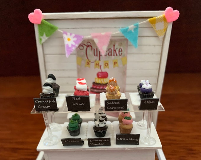 Miniature Cupcake Shop Macaron Kawaii OOAK Cookies & Cream Macha Strawberry Ube Salted Caramel Chocolate Vanilla Red Velvet Bakery