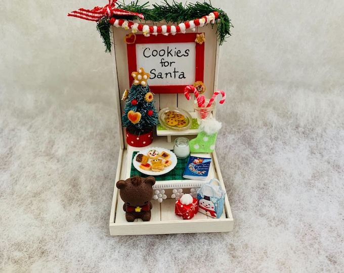 Cookies for Santa miniature diorama Christmas tree teddy bear milk candy cane garland xmas gift chocolate decorated cookies book Kawaii