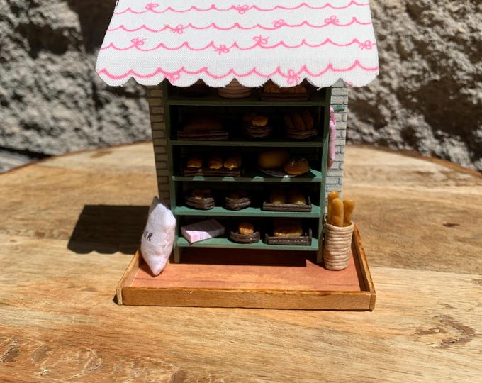 Miniature Bread Bakery Shop French Bread Baguette Pretzel Croissant Bagel Rolls Buns Flour Oven Mitt Canopy Gift Box Baskets Kawaii OOAK