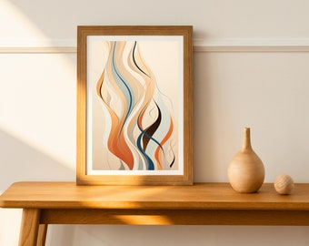 Ebb and Flow: The Dance of Abstract Flames, Digital Print, Islamic Art, God Provides, Muslim Art, Wall Art, Islam Sketches, Digital Poster