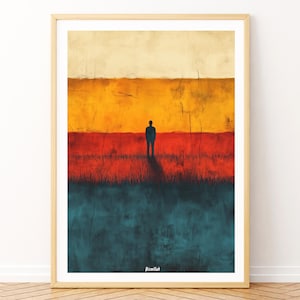 Bismillah Abstract Islamic Wall Art – Minimalist Color Block Print with Silhouette for Modern Muslim Spiritual Home Decor