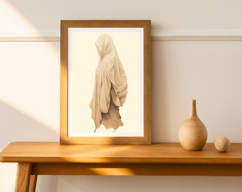 Silhouette of Serenity, Digital Print, Islamic Art Poster, Illustration Wall Art, Muslim Sketches, Islamic Home Decor