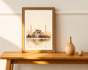 Eternal Echoes: Hagia Sophia in Silhouette, Digital Print, Islamic Art, Muslim Art, Wall Art, Islam Sketches, God Provides, Digital Poster