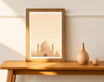 Modern Serenity: Mosque and Madrasa, Digital Print!, Islamic Art Poster, Illustration Wall Art, Muslim Sketches, Islamic Home Decor