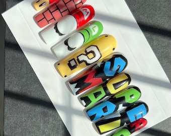 Uñas postizas inspiradas en Super Mario